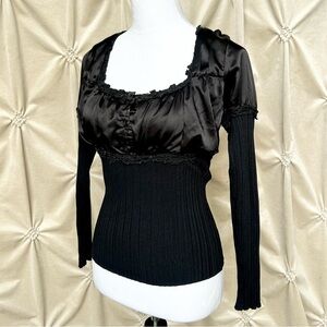 ❌SOLD❌ Y2K Ruched Satin Milkmaid Blouse